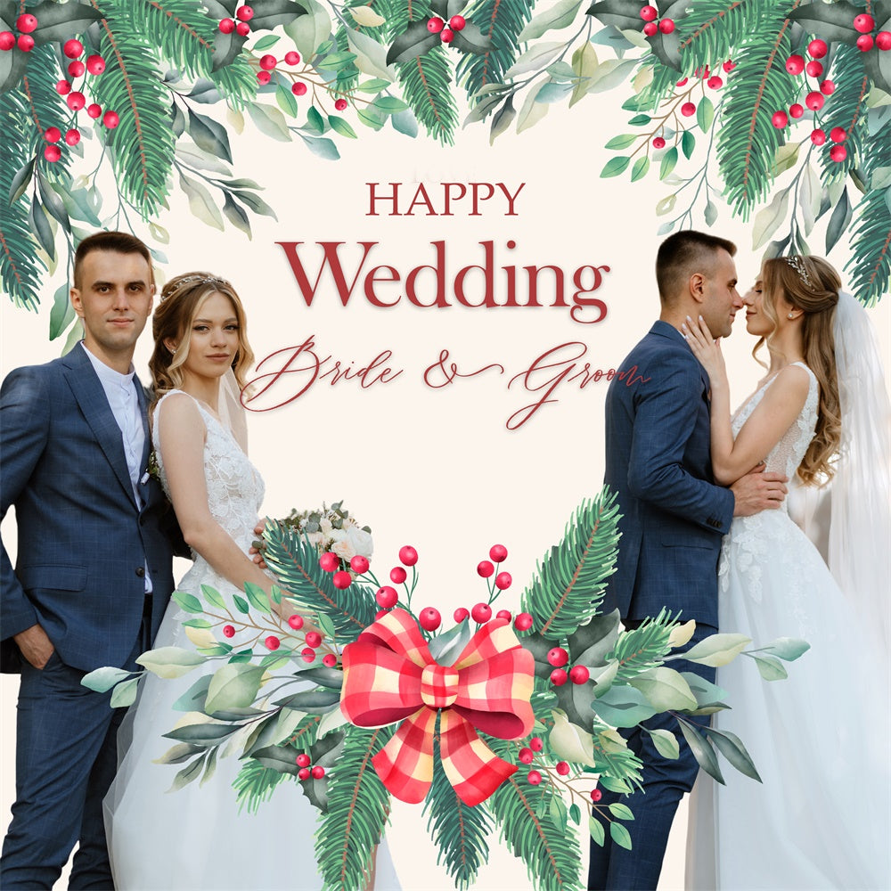 Christmas Wedding Backdrop Holiday Romance Wedding Custom Backdrop BRP6-113