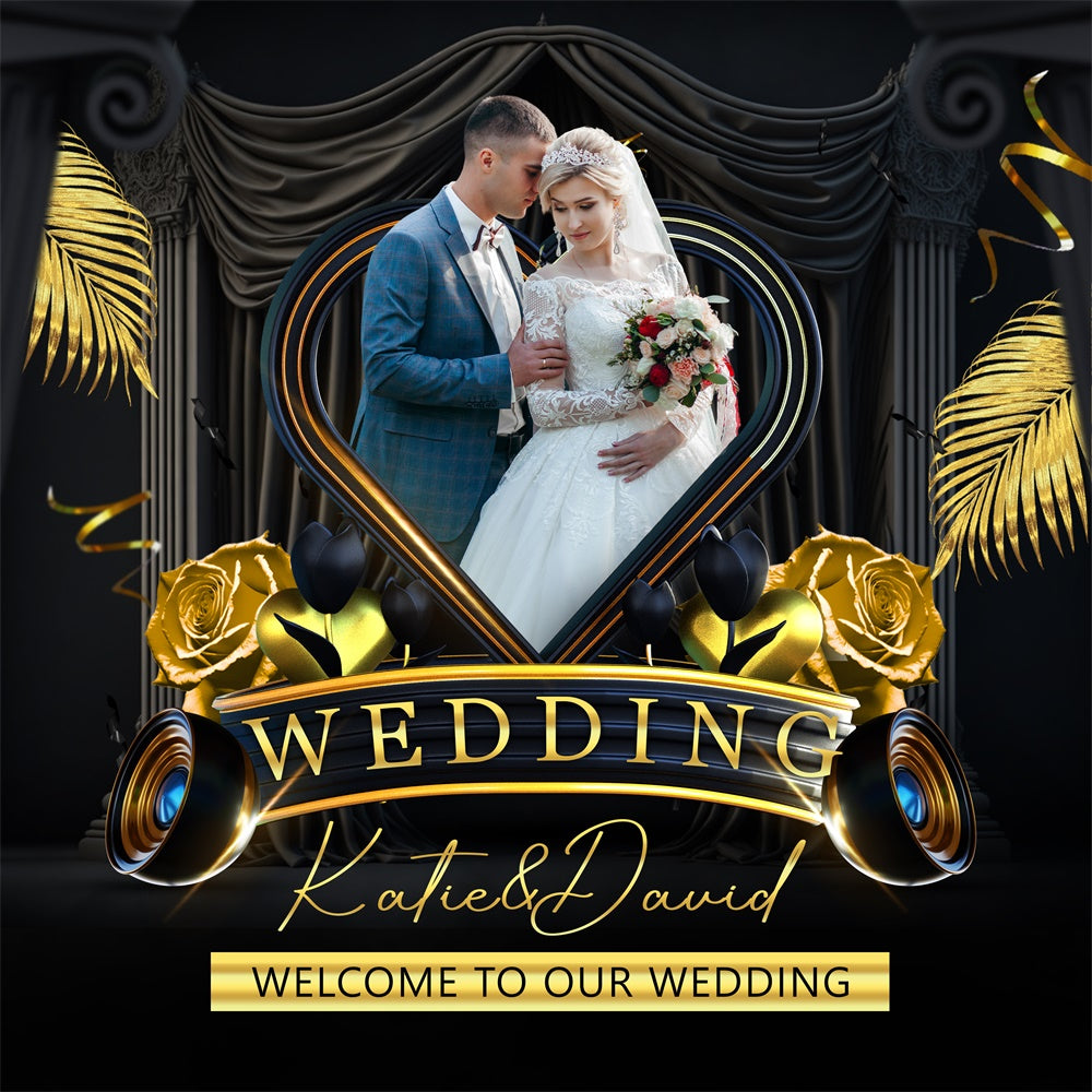 Wedding Photo Backdrop Twinkling Lights Bliss Customized Backdrop BRP6-118