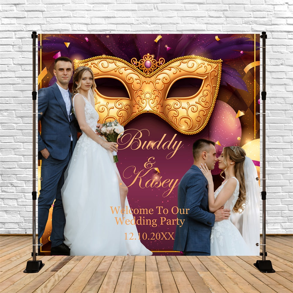 Photo Backdrop Wedding Masquerade Glam Mask Customized Backdrop BRP6-123