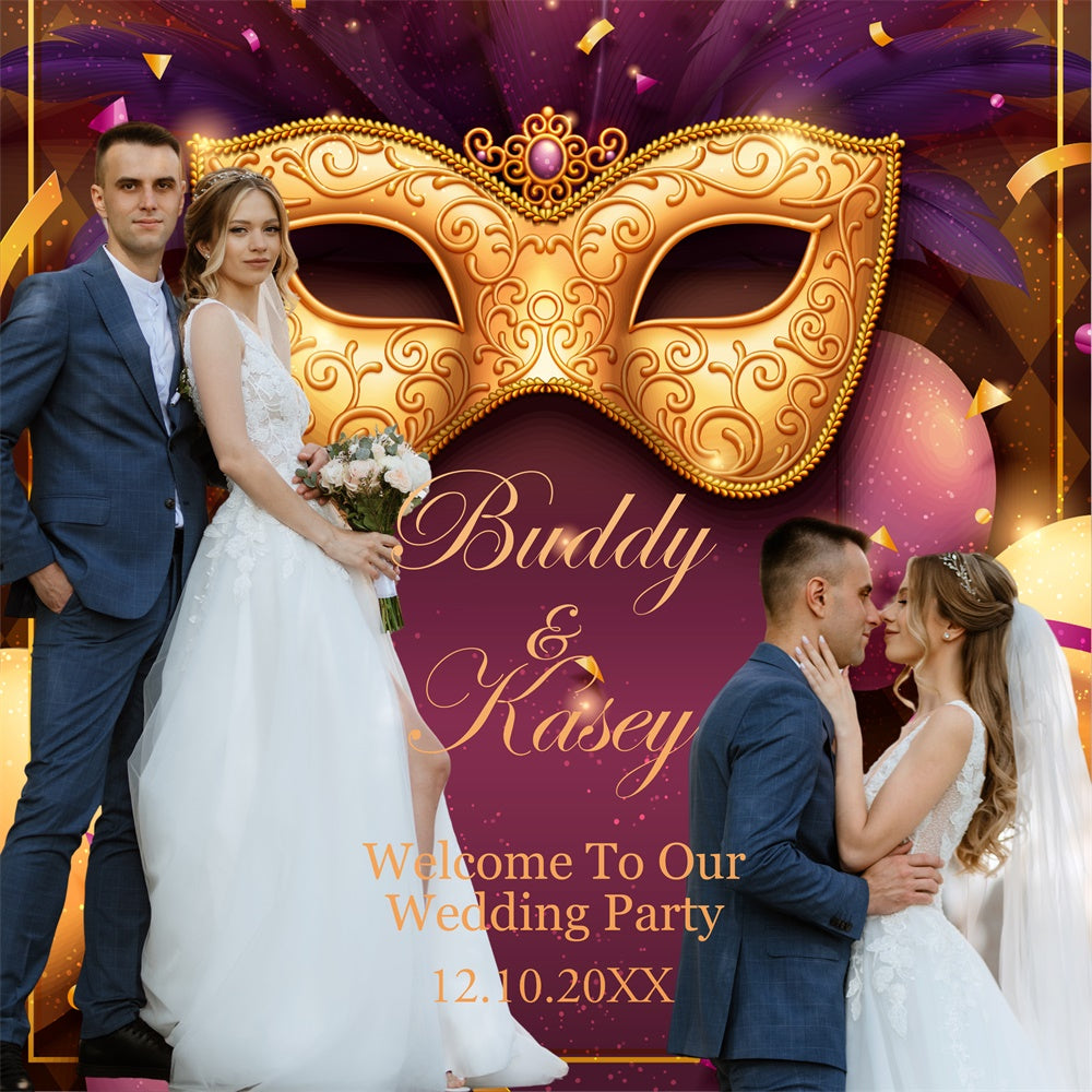 Photo Backdrop Wedding Masquerade Glam Mask Customized Backdrop BRP6-123