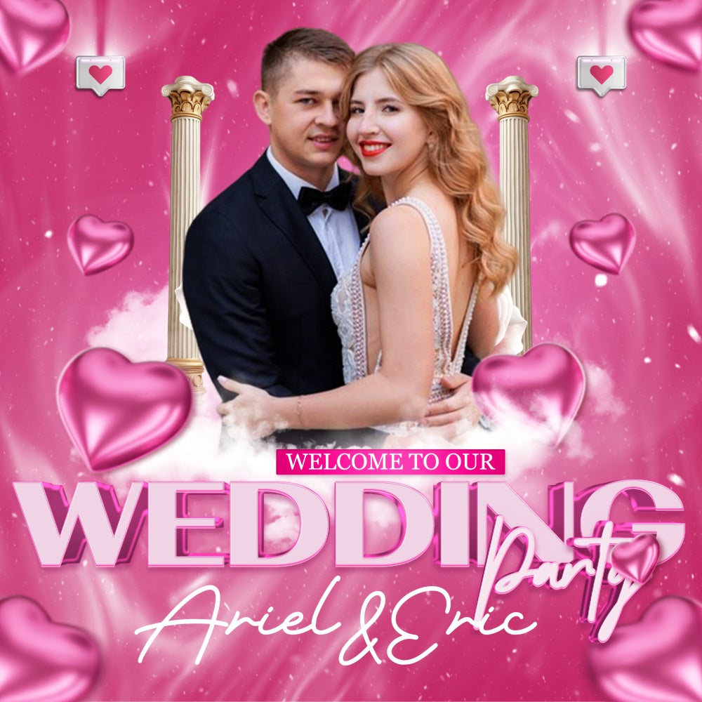 Backdrop For Wedding Pink Hearts Dream Personalized Backdrop BRP6-131