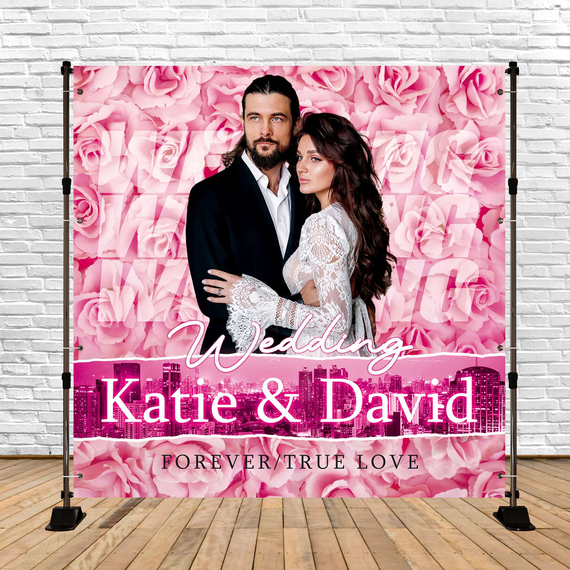 Wedding Photo Backdrops Rose Garden Pink Customized Backdrop BRP6-135