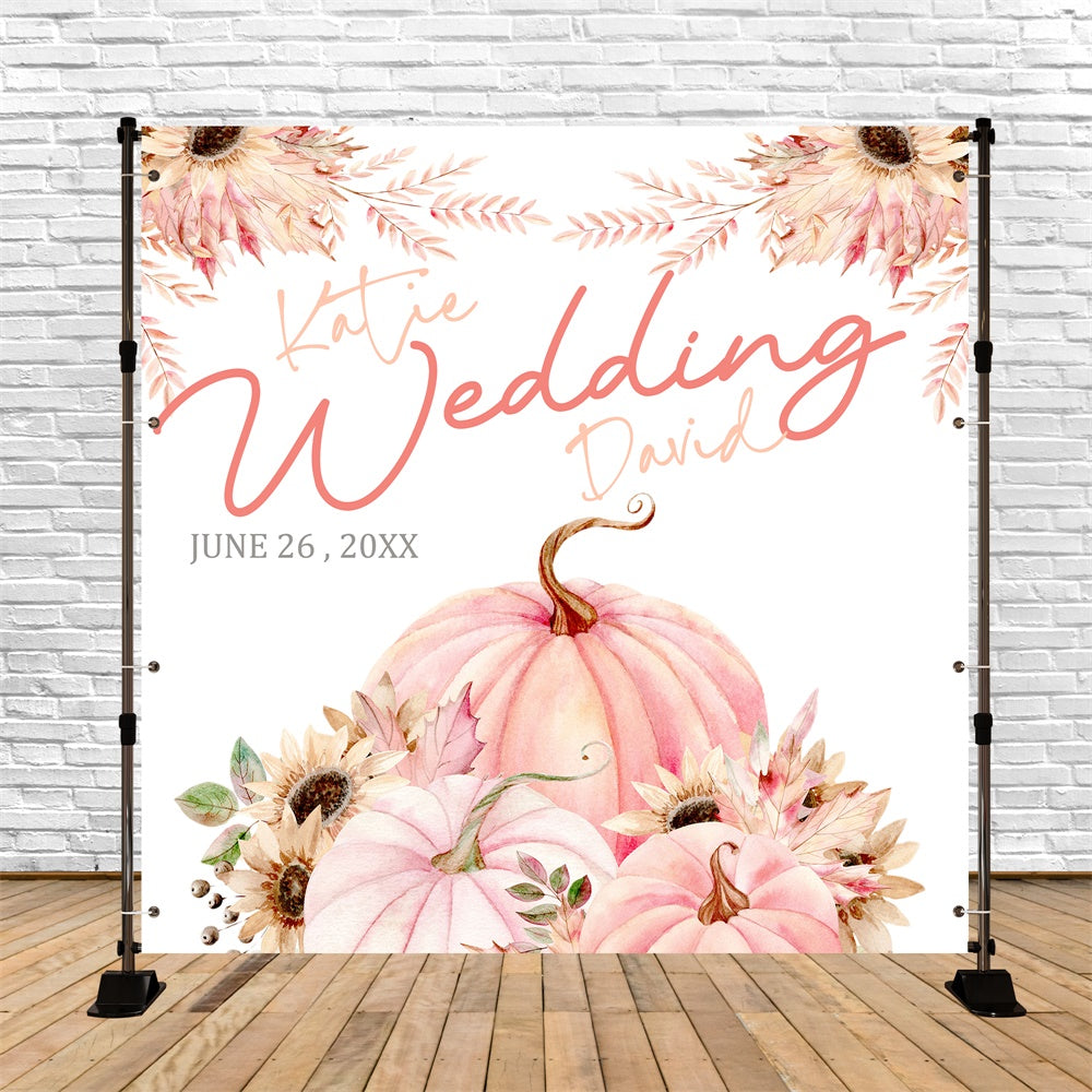 Backdrop For Wedding Rustic Pumpkin Floral Personalized Backdrop BRP6-138