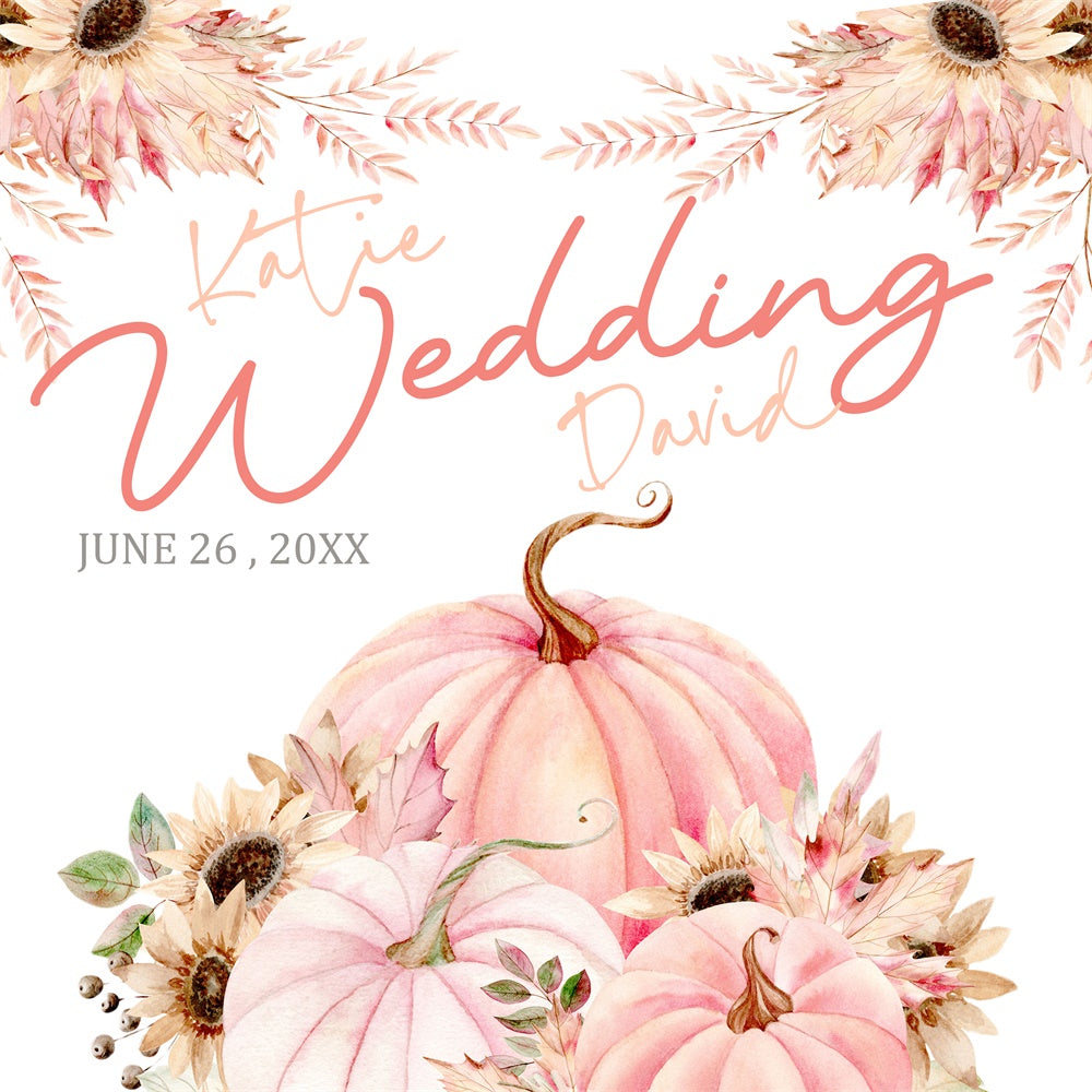 Backdrop For Wedding Rustic Pumpkin Floral Personalized Backdrop BRP6-138