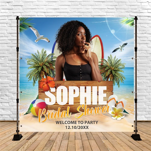 Beach Wedding Backdrop Tropical Hibiscus Bash Custom Backdrop BRP6-139