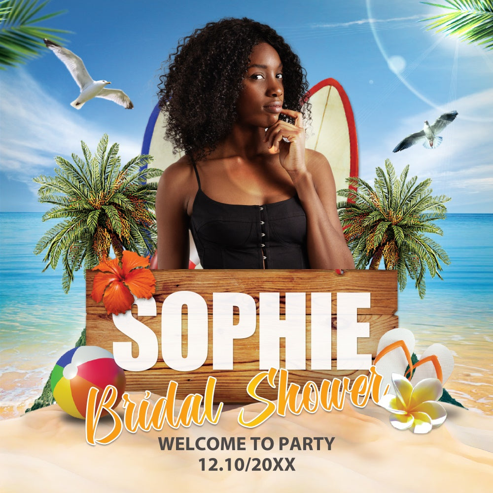 Beach Wedding Backdrop Tropical Hibiscus Bash Custom Backdrop BRP6-139
