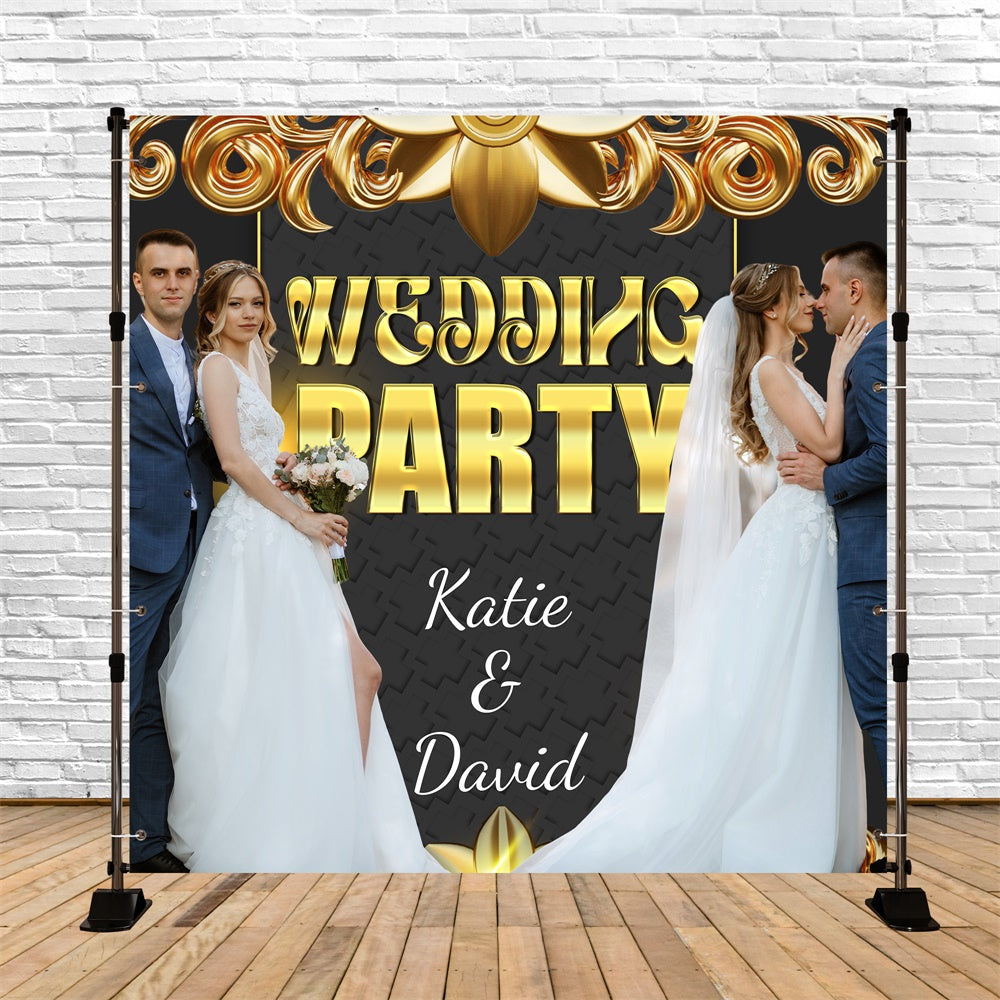 Wedding Backdrop Golden Elegance Night Personalized Backdrop BRP6-141