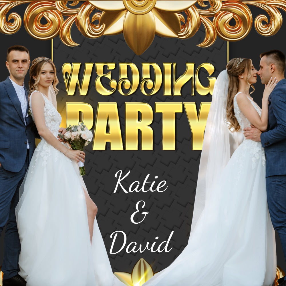 Wedding Backdrop Golden Elegance Night Personalized Backdrop BRP6-141