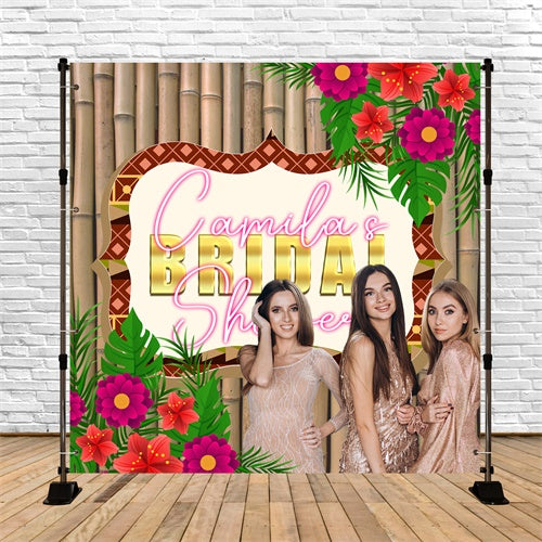 Bridal Shower Backdrop Ideas Floral Bamboo Custom Tropic Backdrop BRP6-146