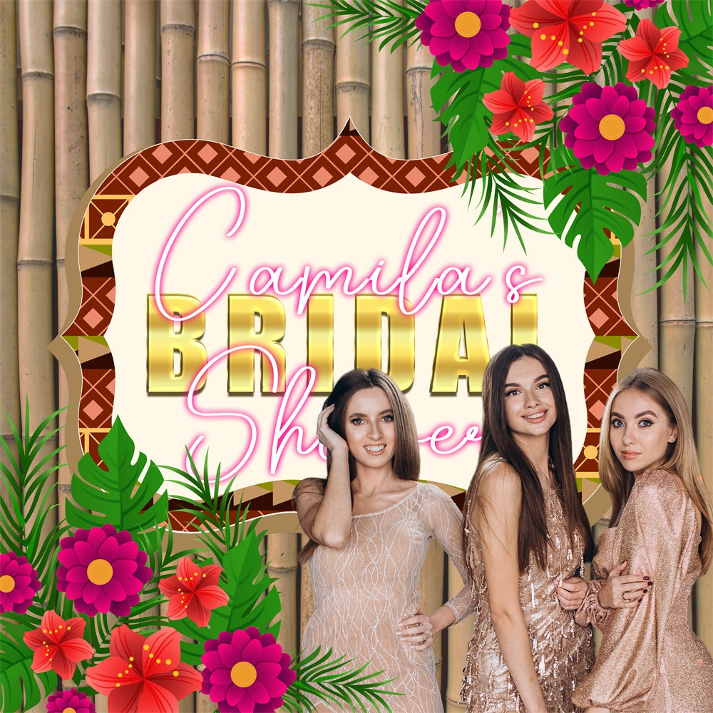 Bridal Shower Backdrop Ideas Floral Bamboo Custom Tropic Backdrop BRP6-146