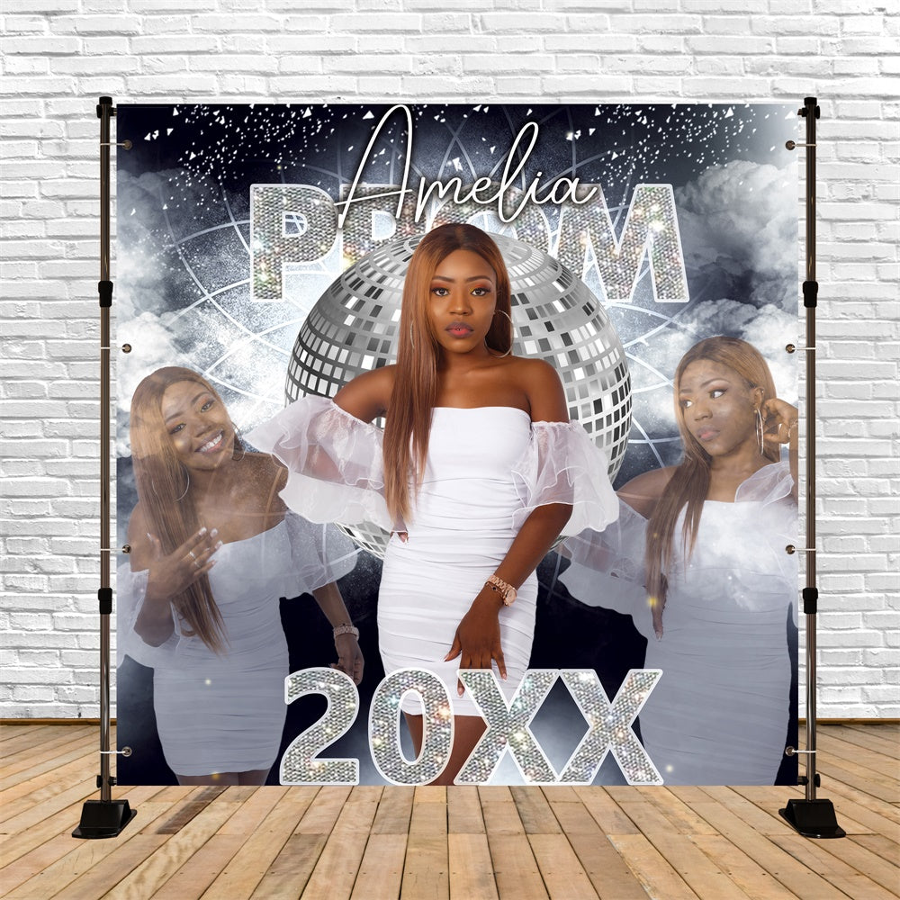 Prom 2025 Backdrop Mirror Ball Sparkle Custom Party Graduation Backdrop BRP6-159