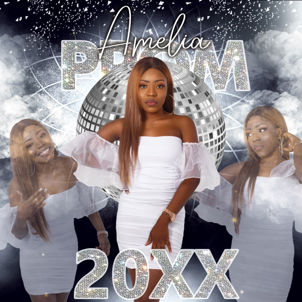Prom 2025 Backdrop Mirror Ball Sparkle Custom Party Graduation Backdrop BRP6-159