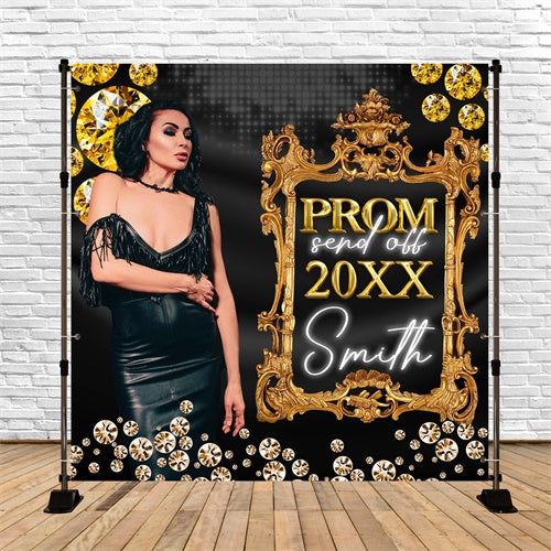 Prom Backdrops Royal Golden Frame Personalized Party Graduation Backdrop BRP6-161