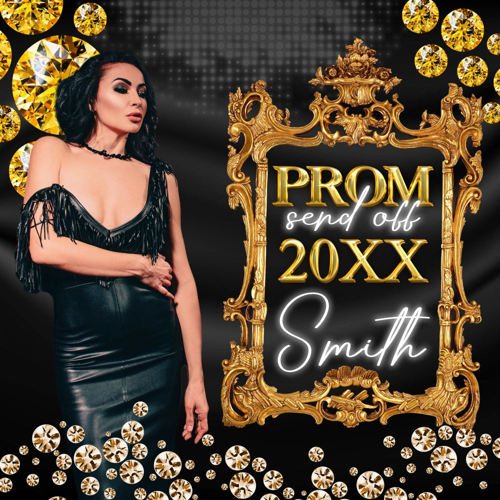 Prom Backdrops Royal Golden Frame Personalized Party Graduation Backdrop BRP6-161