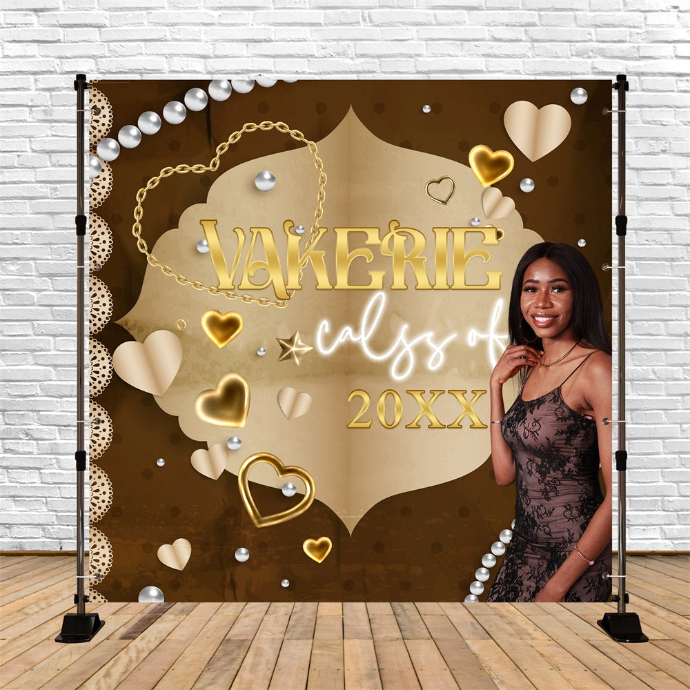 Customized Graduation Backdrop Brown Luxe Pearl Party Graduation Backdrop BRP6-164