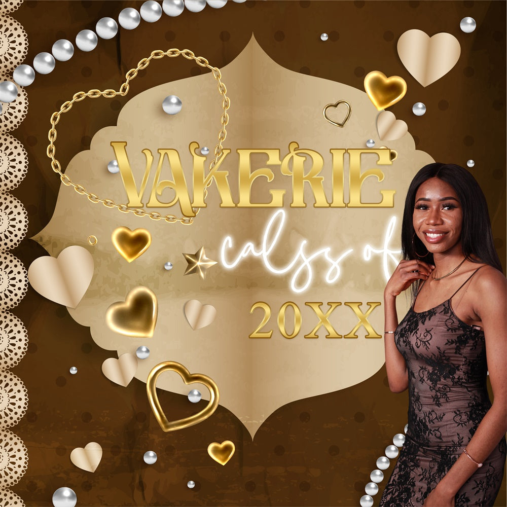 Customized Graduation Backdrop Brown Luxe Pearl Party Graduation Backdrop BRP6-164