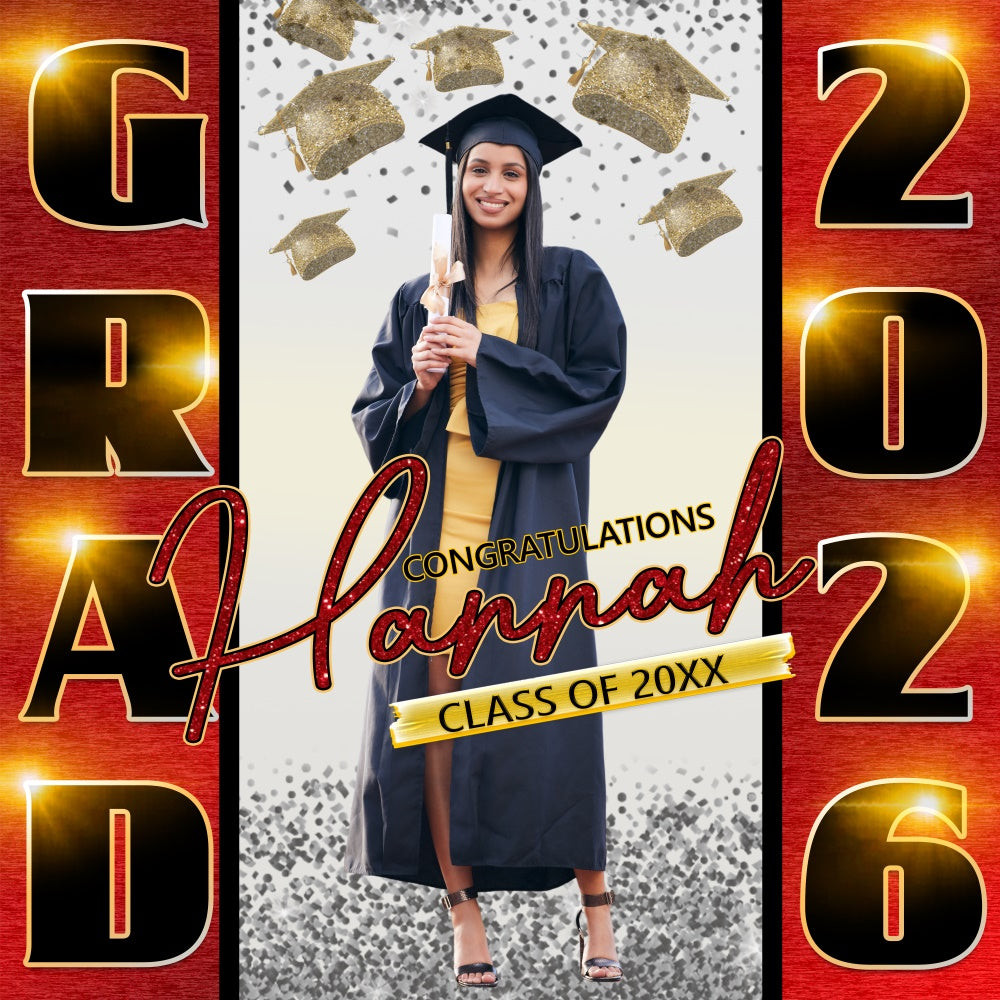 2025 Graduation Backdrop Radiant Red Custom Party Graduation Backdrop BRP6-166