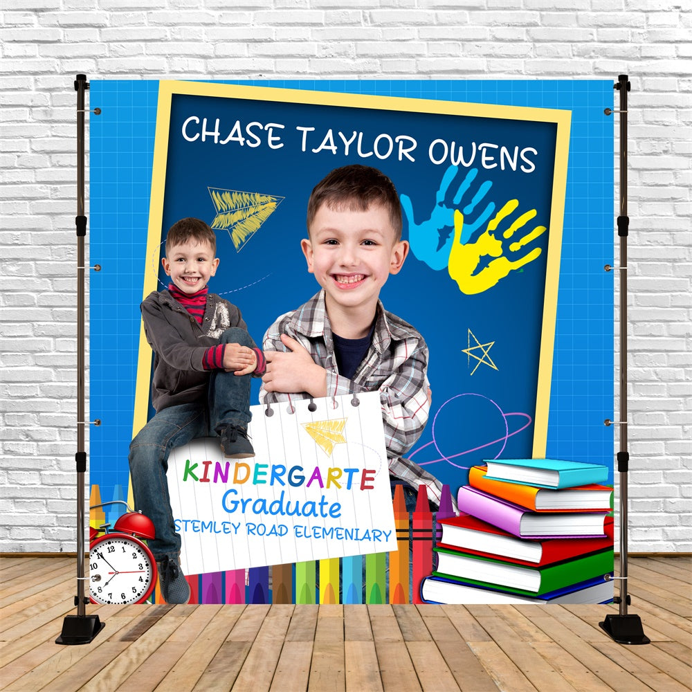 Preschool Graduation Backdrop Rainbow Handprint Custom Party Graduation Backdrop BRP6-168