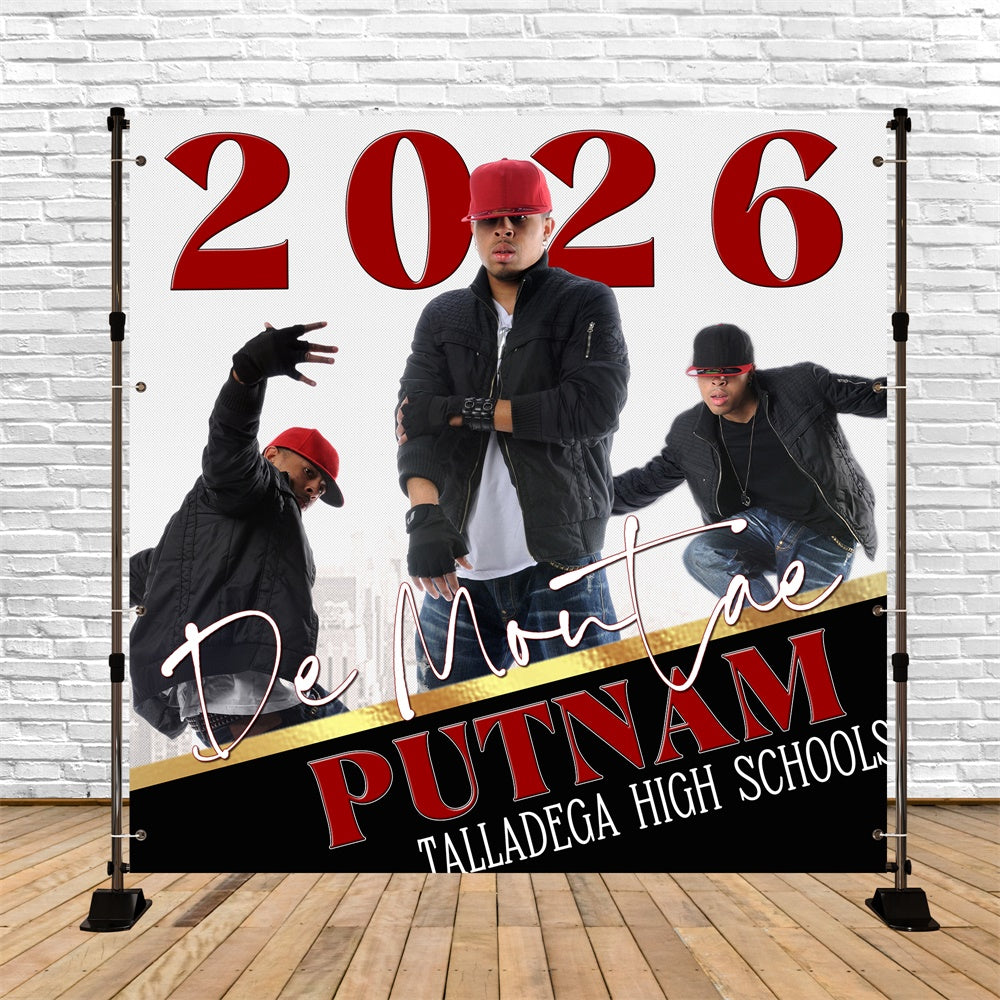 Personalized Graduation Backdrop Black Red Energy Party Graduation Backdrop BRP6-170