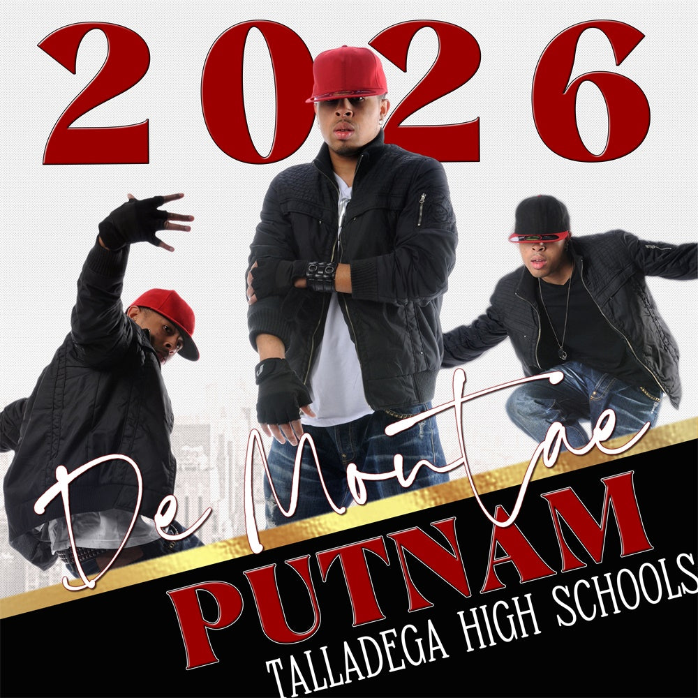 Personalized Graduation Backdrop Black Red Energy Party Graduation Backdrop BRP6-170