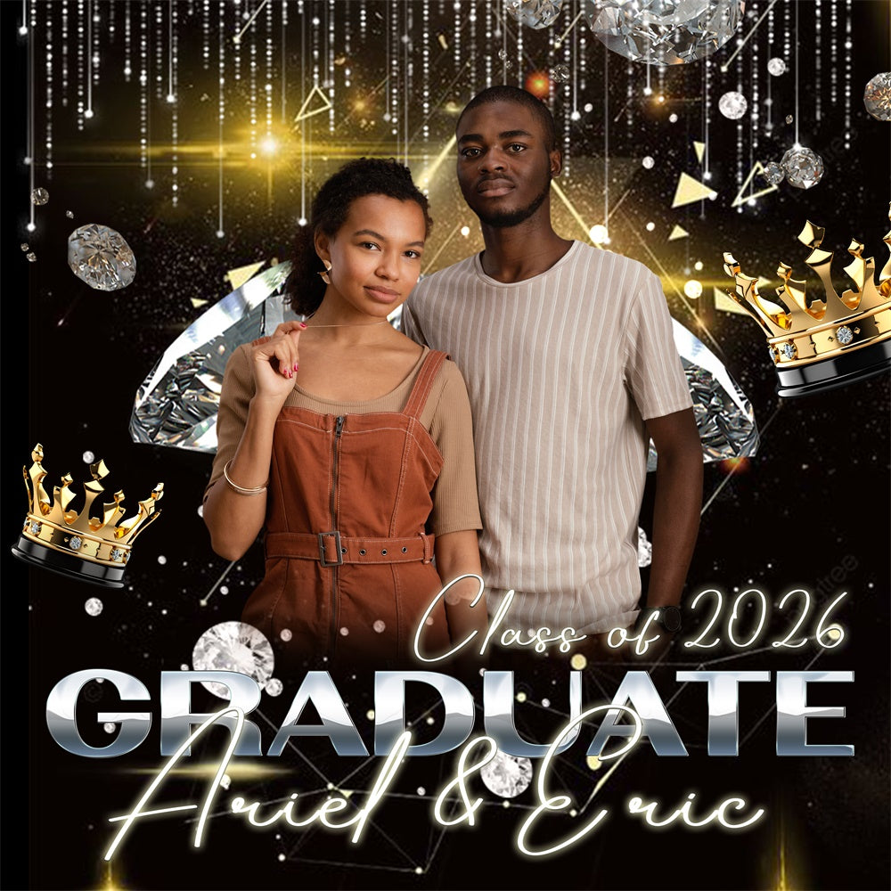 Backdrop Graduation Golden Shine Personalized Party Graduation Backdrop BRP6-174