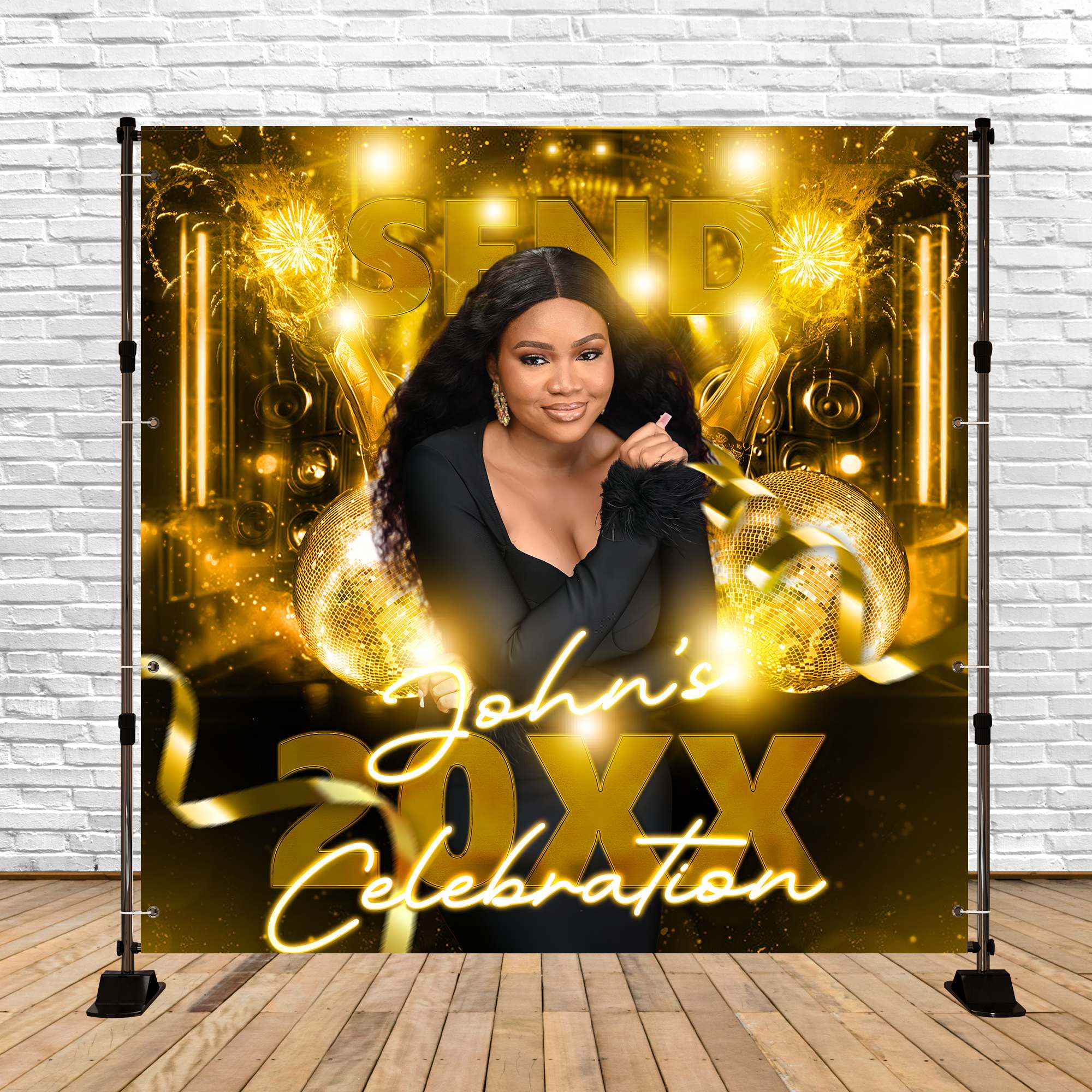 2025 Graduation Backdrop Disco Lights Personalized Party Graduation Backdrop BRP6-178