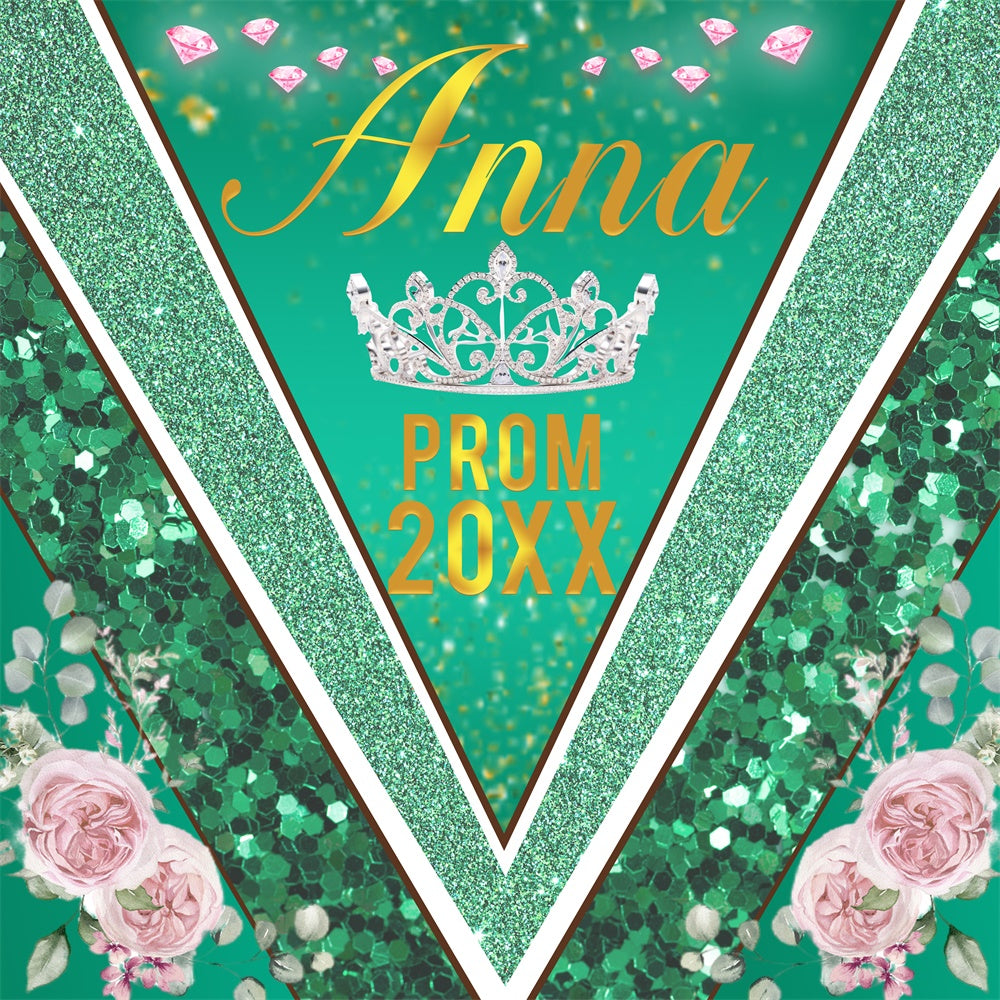 Prom Photo Backdrop Emerald Glitter Custom Party Graduation Backdrop BRP6-179