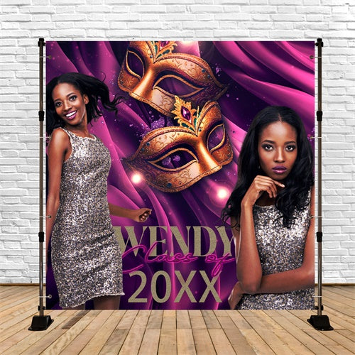Customized Graduation Backdrop Purple Masquerade Party Graduation Backdrop BRP6-180