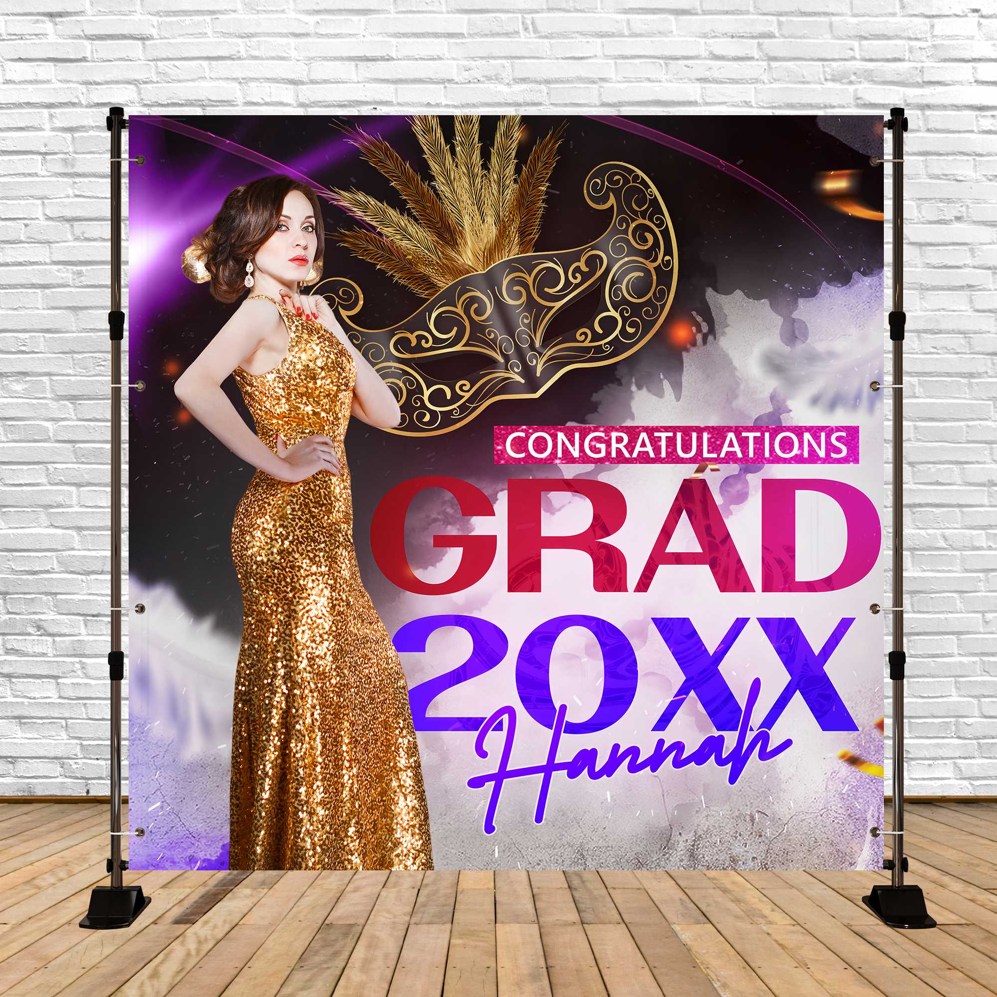 Graduated Backdrop Masquerade Star Customized Party Graduation Backdrop BRP6-181
