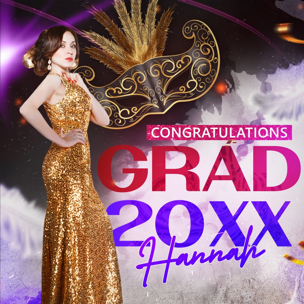 Graduated Backdrop Masquerade Star Customized Party Graduation Backdrop BRP6-181