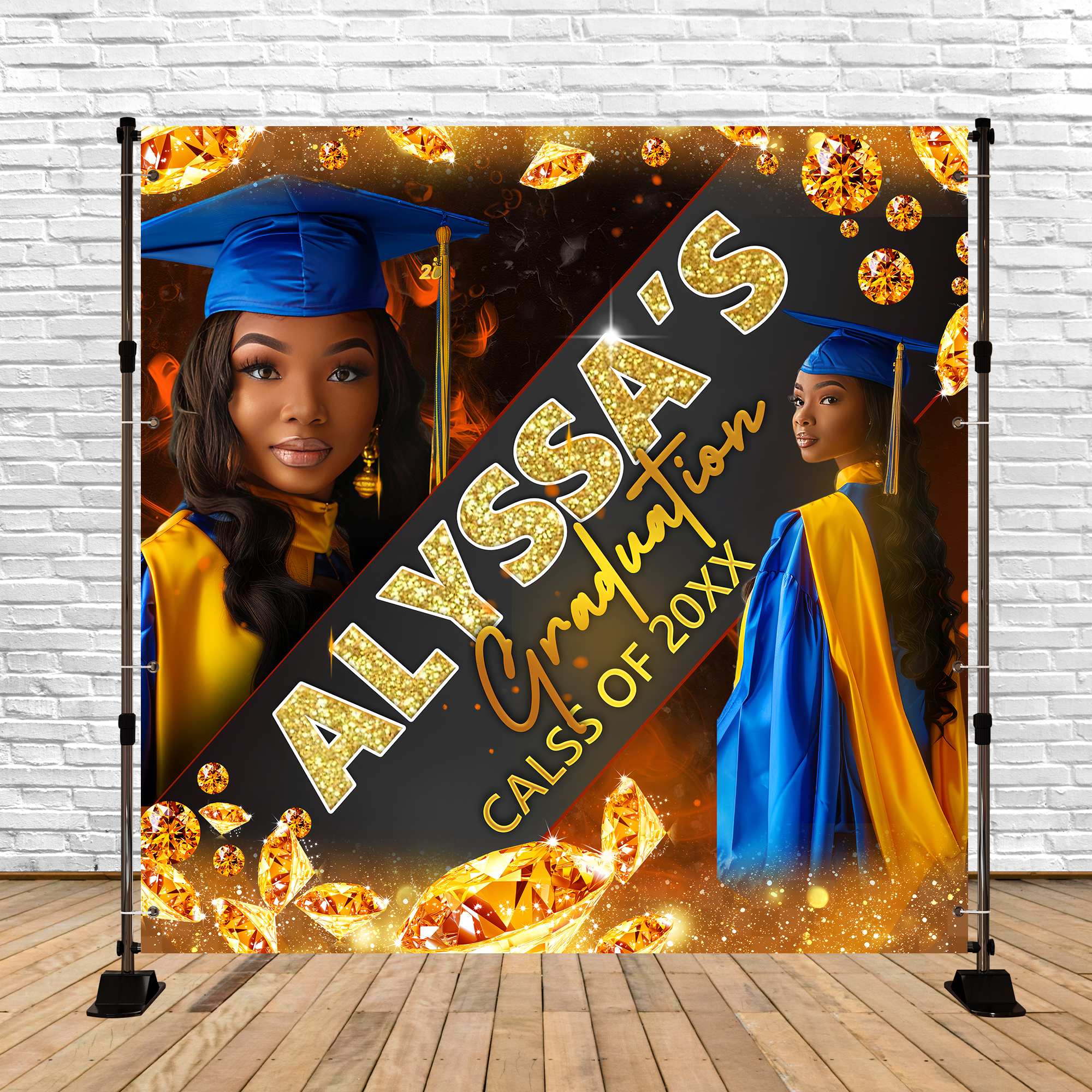 Graduation Backdrop Jewel Spark Personalized Party Graduation Backdrop BRP6-183