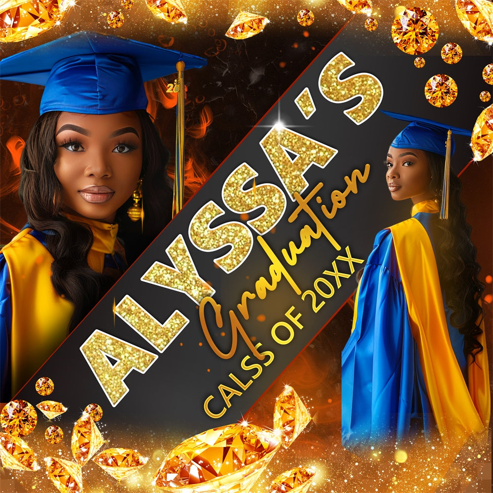 Graduation Backdrop Jewel Spark Personalized Party Graduation Backdrop BRP6-183
