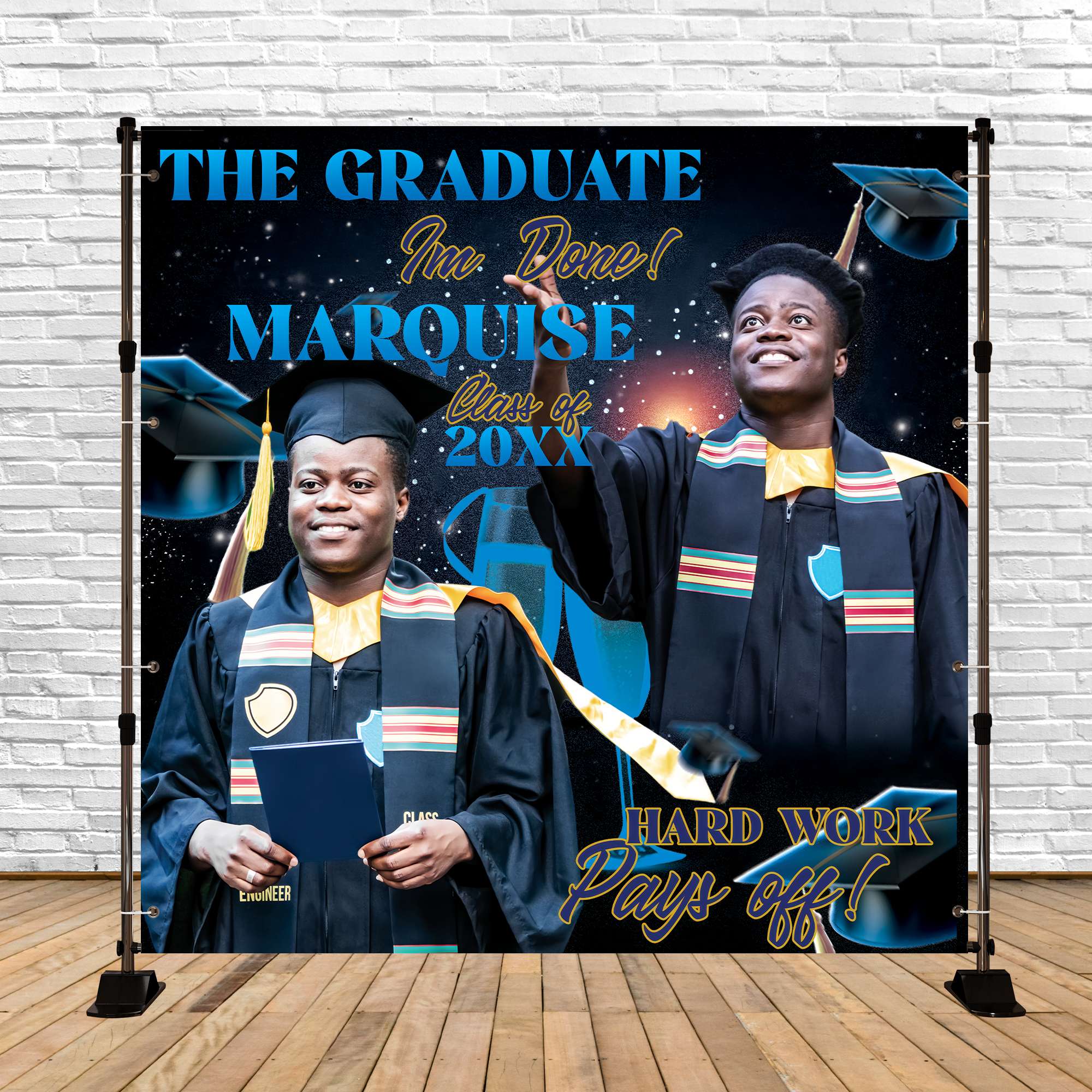 Customized Graduation Backdrop Midnight Galaxy Party Graduation Backdrop BRP6-192