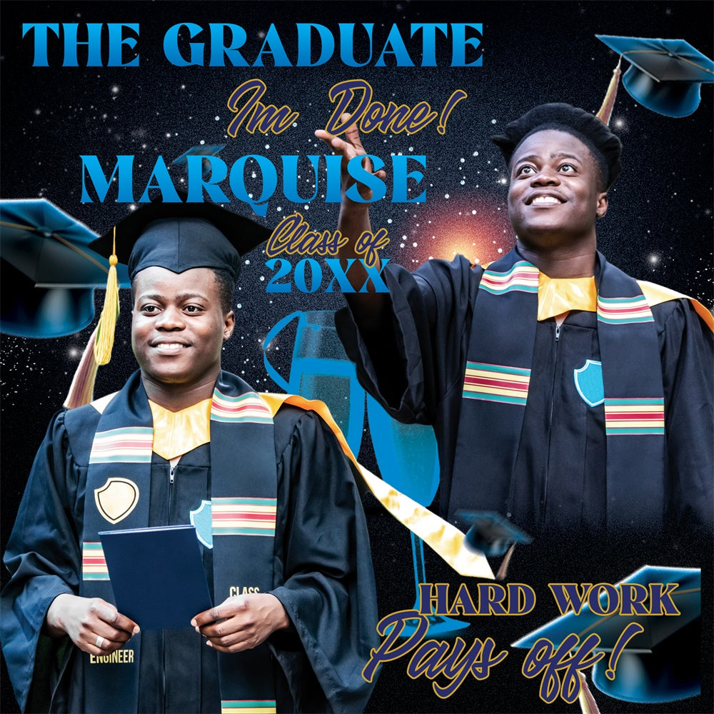 Customized Graduation Backdrop Midnight Galaxy Party Graduation Backdrop BRP6-192