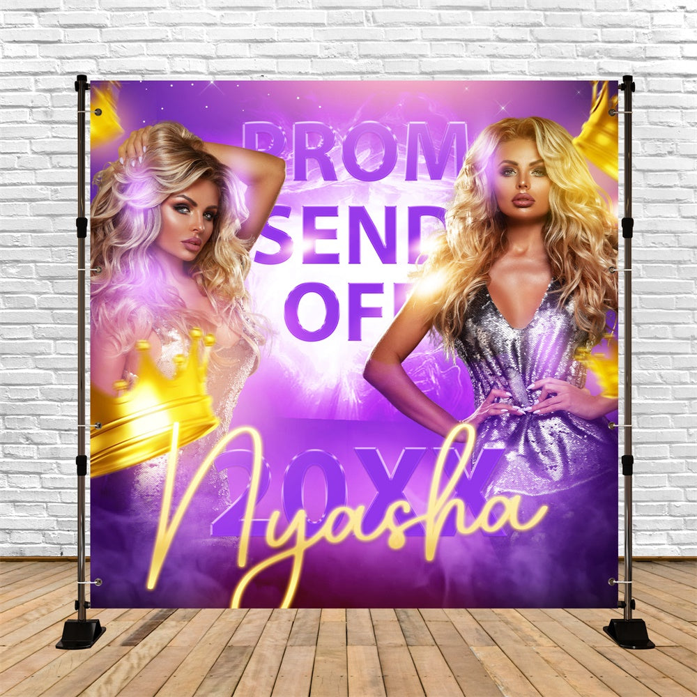 Prom Backdrop Ideas Glowing Crown Customized Party Graduation Backdrop BRP6-195