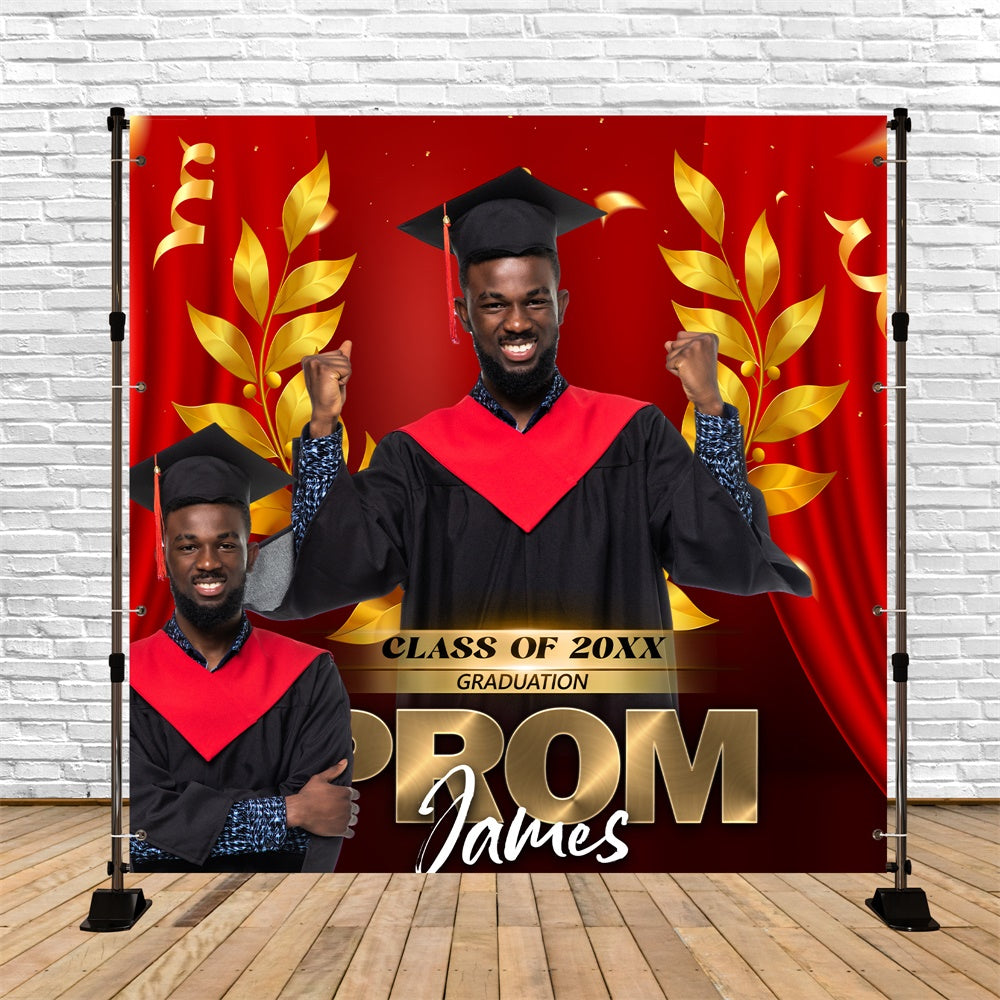 Prom Backdrops Golden Laurel Personalized Party Graduation Backdrop BRP6-196