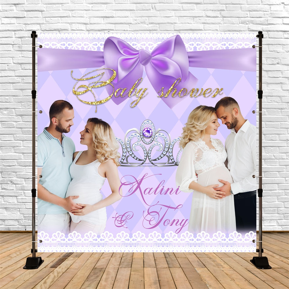 Baby Shower Backdrop Elegant Tiara Violet Personalized Backdrop BRP6-207