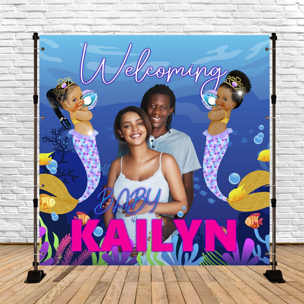 Under The Sea Baby Shower Mermaid Magic Personalized Backdrop BRP6-215