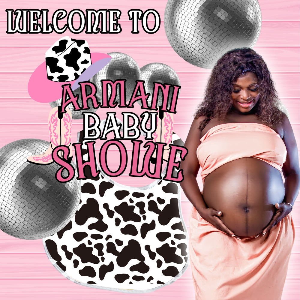 Baby Shower Photo Backdrop Disco Cowgirl Custom Backdrop BRP6-216