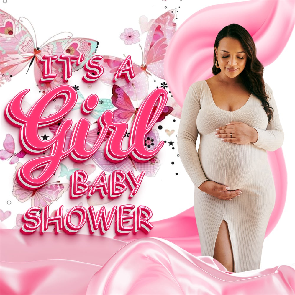 Baby Shower Backdrops Butterfly Bliss Pink Customized Backdrop BRP6-230