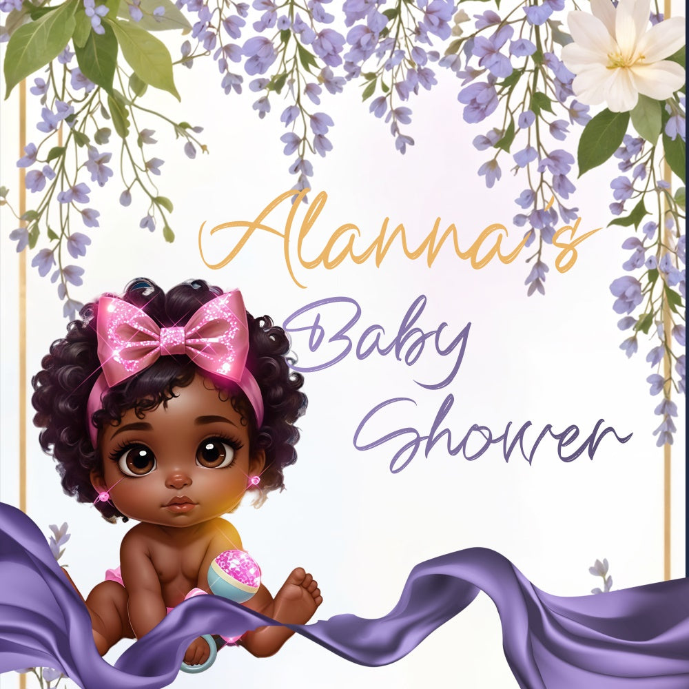 Backdrops For Baby Shower Lavender Bloom Personalized Backdrop BRP6-231