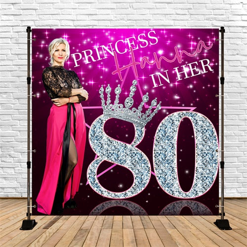 80th Birthday Backdrop Diamond Reign Sparkle Custom Backdrop BRP6-52