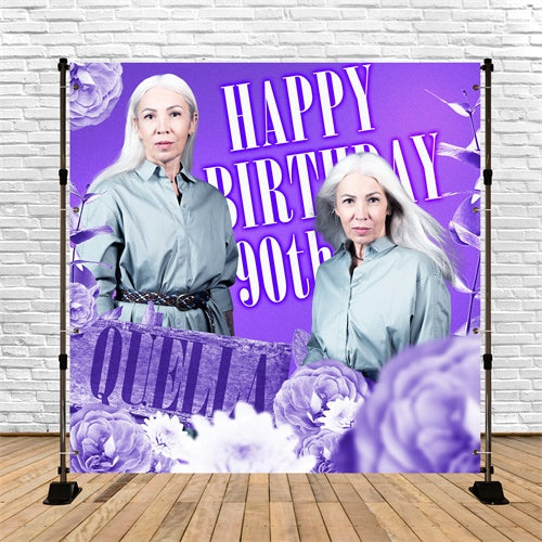 Personalized Birthday Backdrop Violet Grace 90th Backdrop BRP6-54
