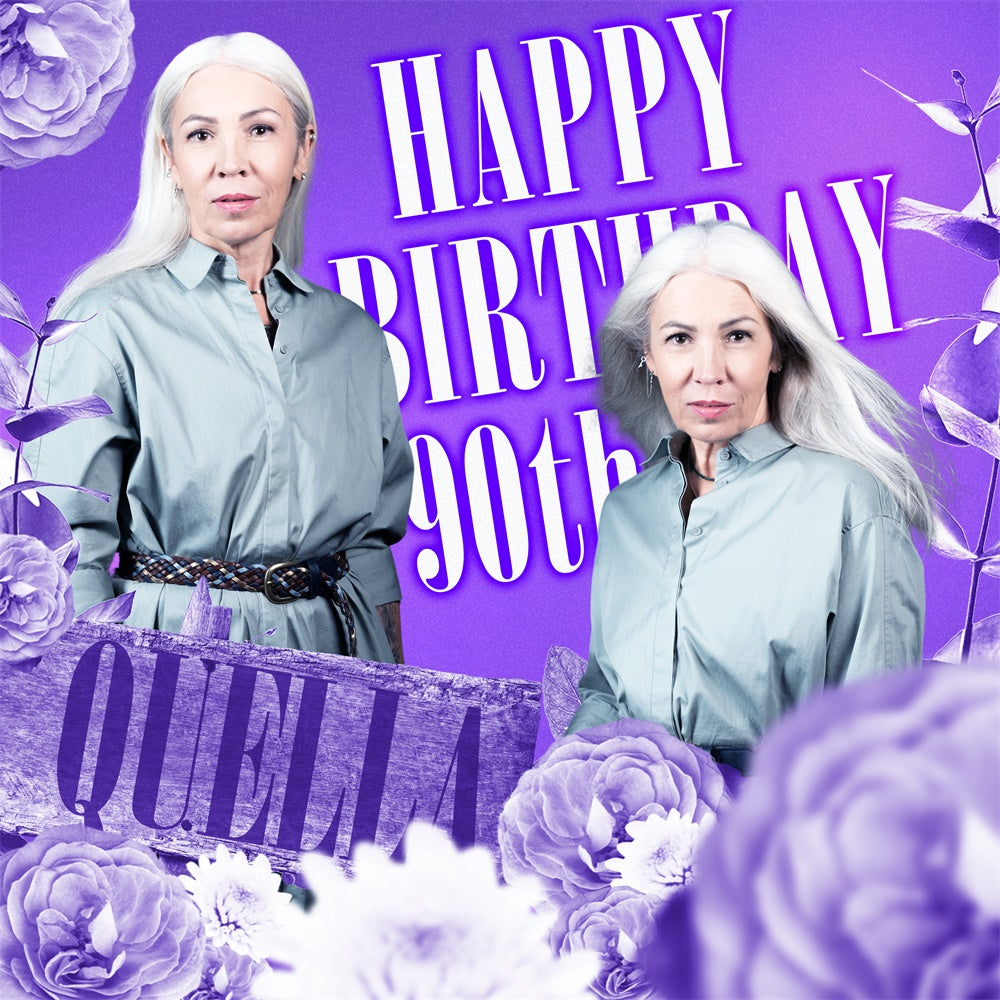 Personalized Birthday Backdrop Violet Grace 90th Backdrop BRP6-54