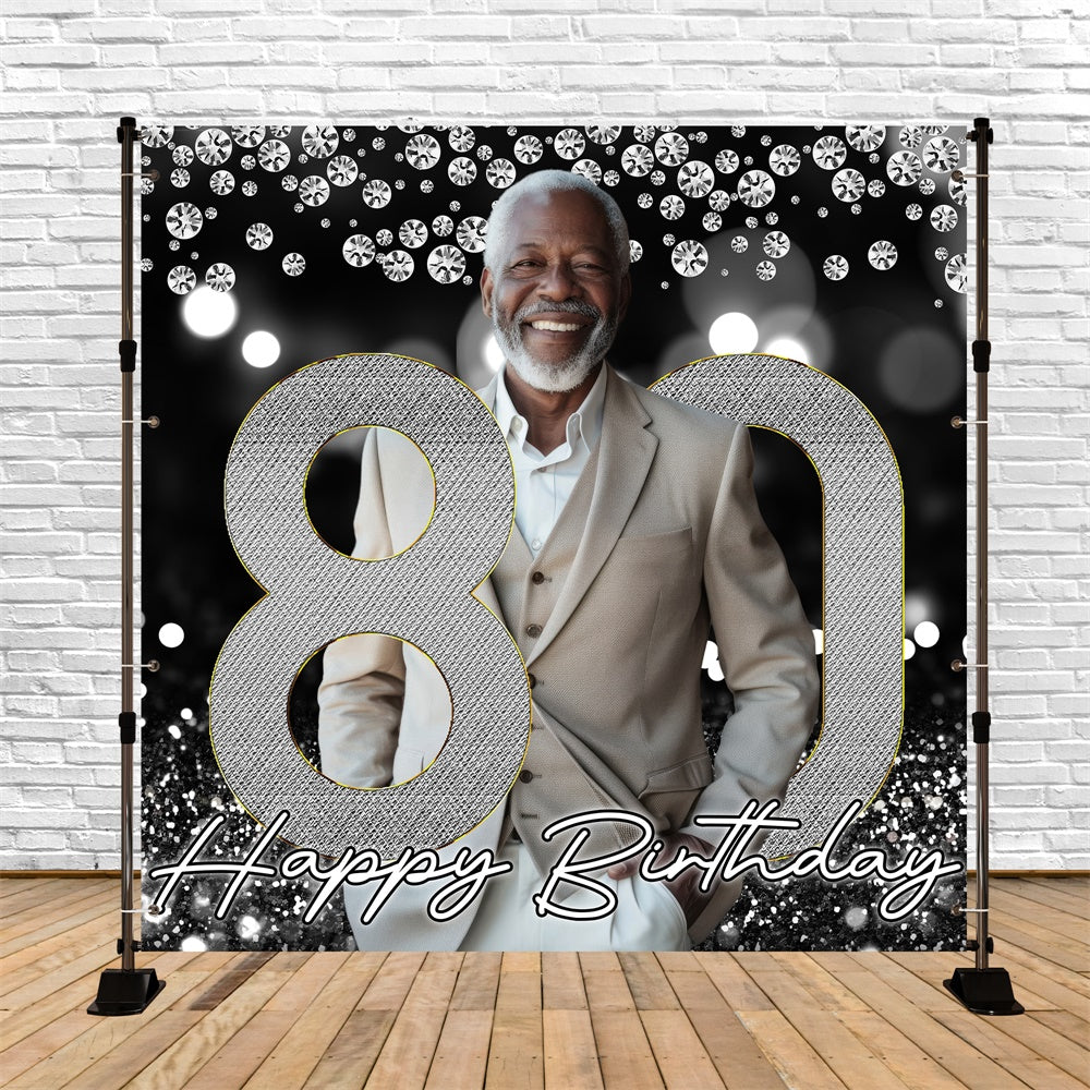 80th Birthday Backdrop Gentleman Sparkle Personalized Backdrop BRP6-58