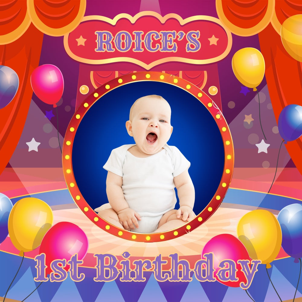 First Birthday Backdrop Circus Joy Personalized Backdrop BRP6-65