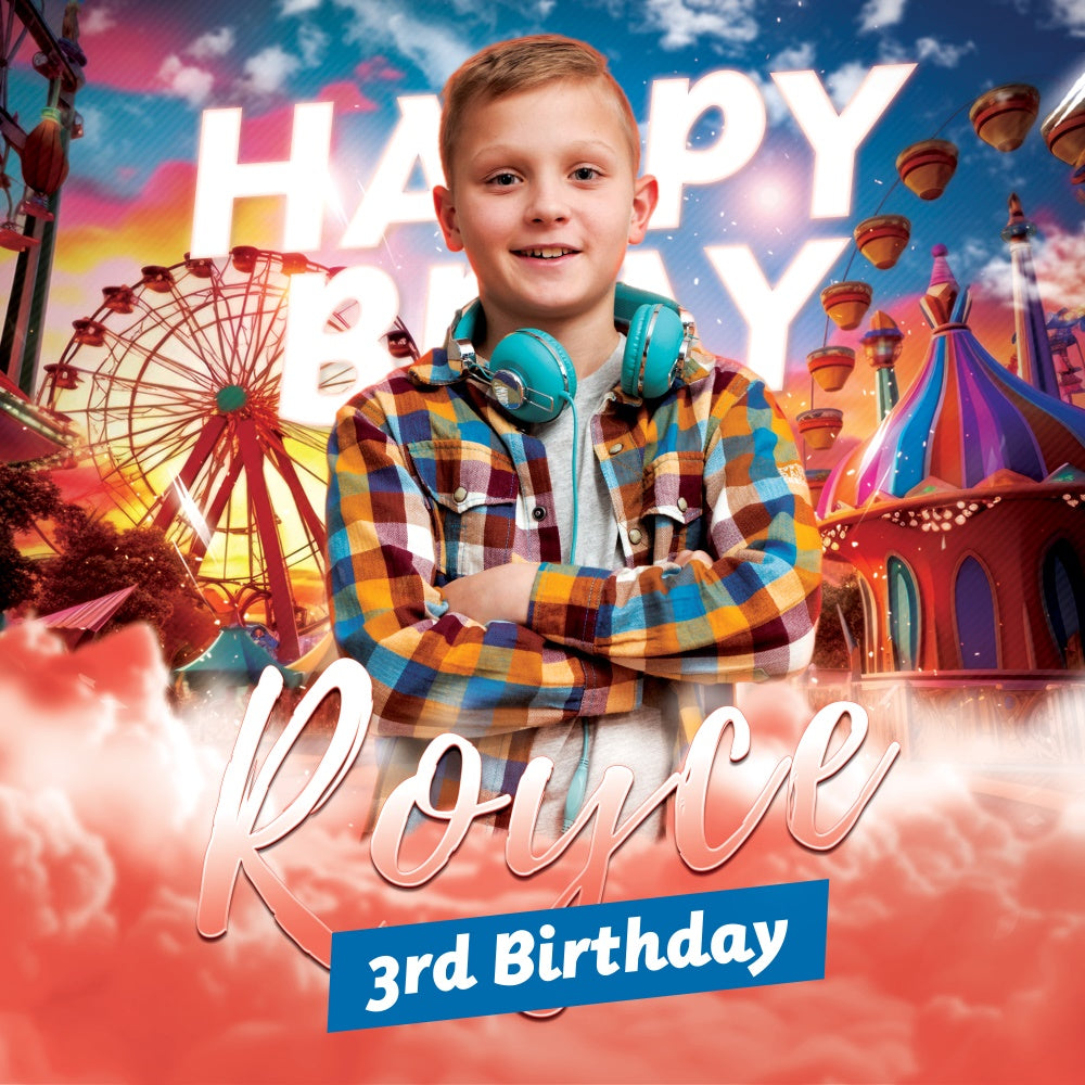 Customized Birthday Backdrop Ferris Wheel Fantasy Backdrop BRP6-66