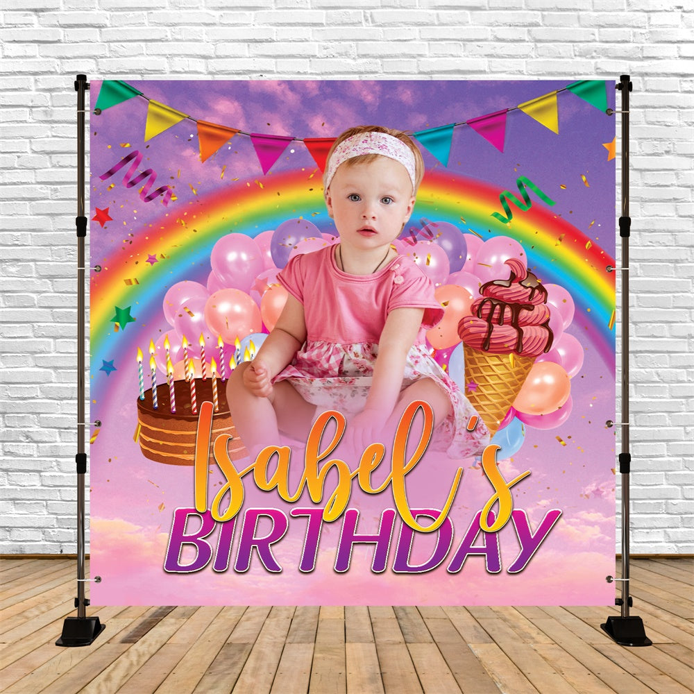 Custom Backdrop For Birthday Party Rainbow Delight Backdrop BRP6-68