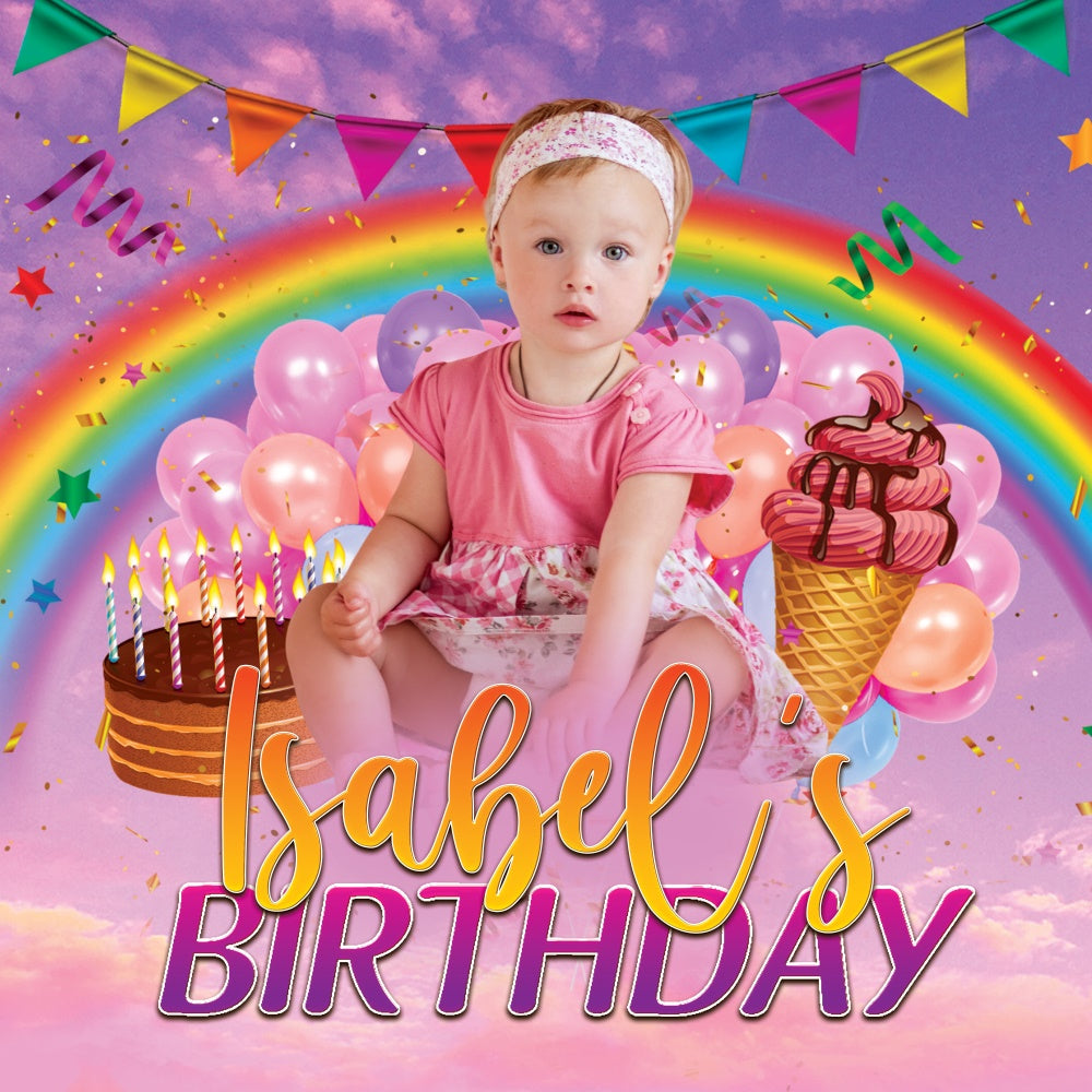 Custom Backdrop For Birthday Party Rainbow Delight Backdrop BRP6-68