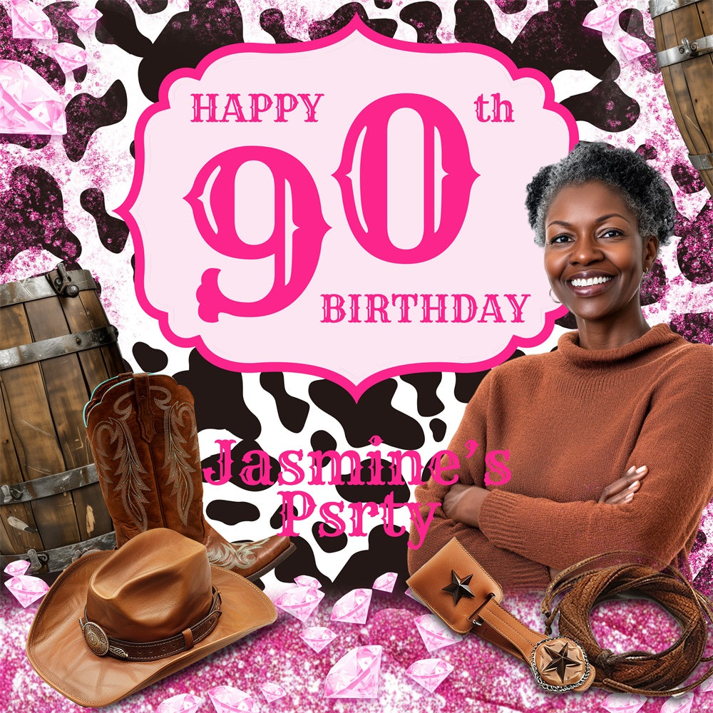Customized Backdrop For Birthday Pink Rodeo Queen Backdrop BRP6-71